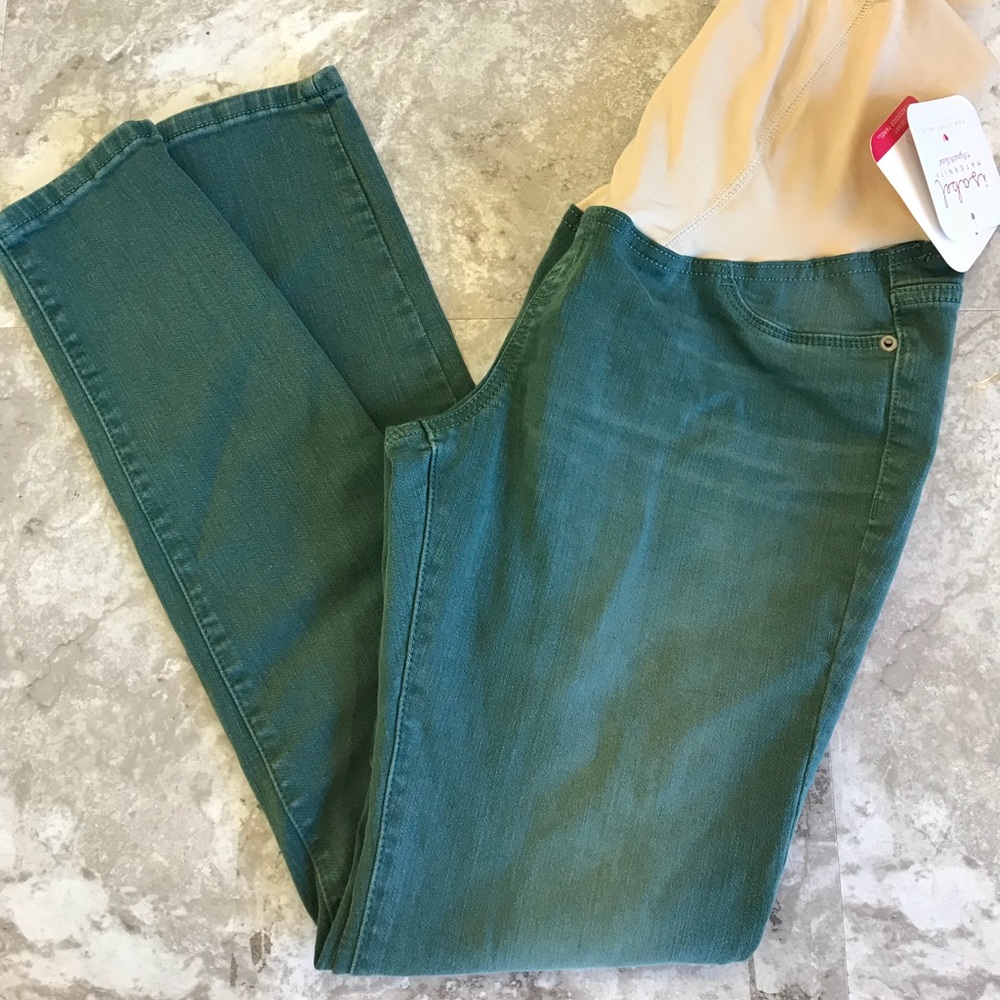 Isabel maternity green skinny jeans
